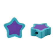 Polymeer kralen ster Purple-turquoise blue
