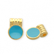 Bedels DQ® metaal rond Goud-petrol blue (nikkelvrij)