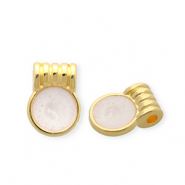 Bedels DQ® metaal rond Goud-pearl white (nikkelvrij)