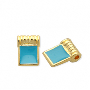 Bedels DQ® metaal vierkant Goud-petrol blue (nikkelvrij)
