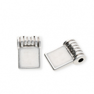 Bedels DQ® metaal vierkant Antiek zilver-pearl white (nikkelvrij)