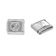 Roestvrij stalen (RVS) Stainless steel Italian charms losse schakels Yin & Yang Silver