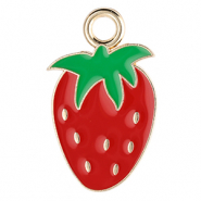 Bedels metaal aardbei Gold-red-green