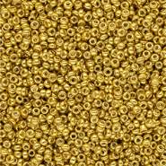 Glaskralen Rocailles 12/0 (2mm) Metallic shine yellow gold