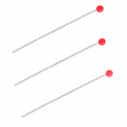 BY31® Roestvrij stalen (RVS) Stainless steel onderdelen nietstiften met bolletje 35mm Silver-red