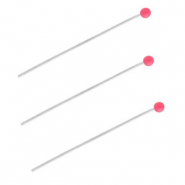 BY31® Roestvrij stalen (RVS) Stainless steel onderdelen nietstiften met bolletje 35mm Silver-magenta pink