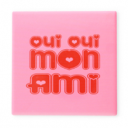 BY31® Tegeltje met tekst "Oui oui mon ami" Pink-red