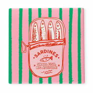 BY31® Tegeltje met tekst "Sardines. Small fish, big attitude" Pink-red-green-white
