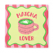 BY31® Tegeltje met tekst "Matcha lover" Green-pink-white-black