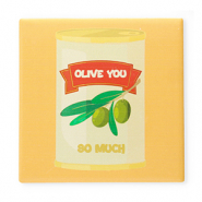 BY31® Tegeltje met tekst "Olive you so much" Yellow-green-red-off white
