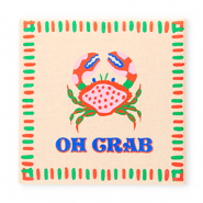 BY31® Tegeltje met tekst "Oh crab" Light peach-red-green-blue