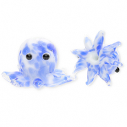 Handgemaakte glaskralen octopus Blue-white