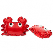 Handgemaakte glaskralen krab Transparent red-white-black