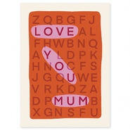 BY31® Sieraden kaartjes "Love you mum" Off white-coral red-pink
