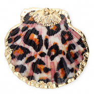 Schelp hangers specials Sint Jacobsschelp luipaard Black-orange-gold