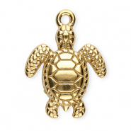 Roestvrij stalen (RVS) Stainless steel bedels schildpad Gold