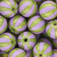 16 mm DQ® acryl kralen met strepen Purple-olive green