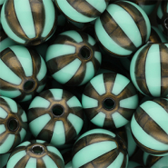 16 mm DQ® acryl kralen met strepen Turquoise green-golden brown