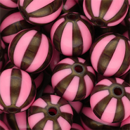 16 mm DQ® acryl kralen met strepen Pink-golden brown