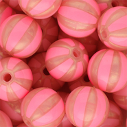 16 mm DQ® acryl kralen met strepen Coral pink-peach pink