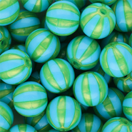 12 mm DQ® acryl kralen met strepen Blue-green