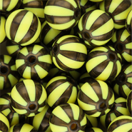 12 mm DQ® acryl kralen met strepen Yellow-golden brown