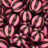 12 mm DQ® acryl kralen met strepen Pink-golden brown