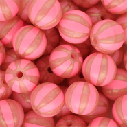 12 mm DQ® acryl kralen met strepen Coral pink-peach pink
