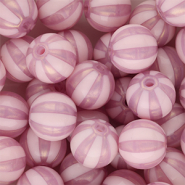 12 mm DQ® acryl kralen met strepen Vintage pink