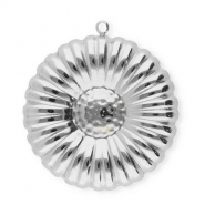 Roestvrij stalen (RVS) Stainless steel bedels bloem Silver