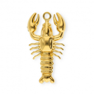 Roestvrij stalen (RVS) Stainless steel bedels kreeft Gold