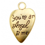 Bedels TQ metaal hart "You're an Angel to me" Goud (nikkelvrij)