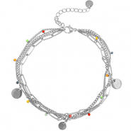 Roestvrij stalen (RVS) Stainless steel enkelbandjes coins Silver-multicolour