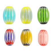 Millefiori kralen tube Multicolour green-yellow