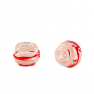 Handgeschilderde glaskralen 8mm Transparent-red pink