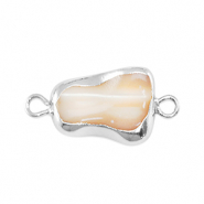 Zoetwaterparels tussenstuk asymmetric Silver-taupe