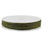 Macramé draad gevlochten 1mm Dark green-multicolour metallic
