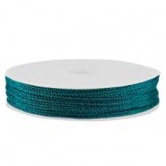 Macramé draad gevlochten 1mm Teal metallic