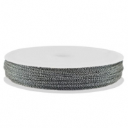 Macramé draad gevlochten 1mm Dark grey-silver metallic
