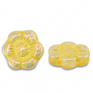 Czech kralen boho flower 14mm Transparent yellow-AB coating