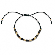 Trendy enkelbandjes mixed beads Black-gold