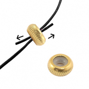 Roestvrij stalen (RVS) Stainless steel onderdelen smart bead stopper met motief 10mm Gold