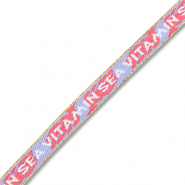 BY31® Lint met tekst "Vitamin sea" Lavender-coral red-white-gold
