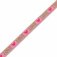 BY31® Lint met tekst "Love" Dark pink-green-red-gold