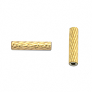 Roestvrij stalen (RVS) Stainless steel kralen tube 8mm Gold