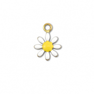 Roestvrij stalen (RVS) Stainless steel bedels bloem Gold-white-yellow