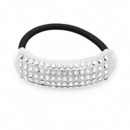 Haaraccessoires haarelastiek met metaal met strass Silver-black-transparent