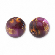 Resin kralen met glitter 14mm Purple-gold