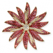 Statement broches met oogje bloem Gold-pink-transparent