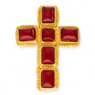 Statement broches kruis Gold-red